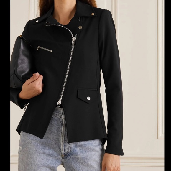 Veronica Beard Scuba Hadley Moto Jacket in black size 8 - Picture 4 of 9